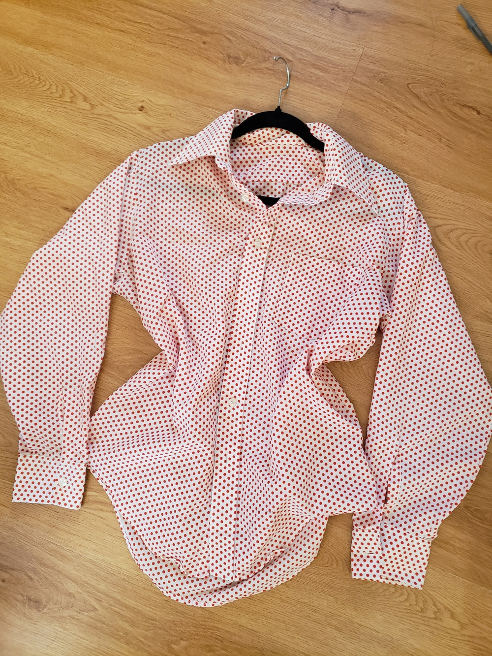 CUTE Polka Dot Button-Up Women's Blouse - Pink/White